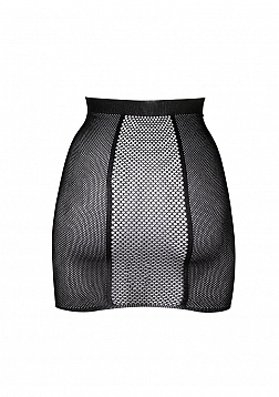 High-waist fishnet skirt - Black - O/S