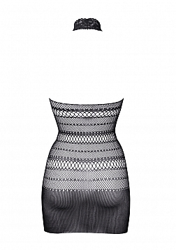 High Lace Neck Net Mini Dress - One Size
