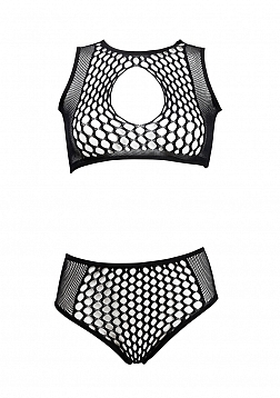 Duo Net Key-Hole Bra Set - One Size