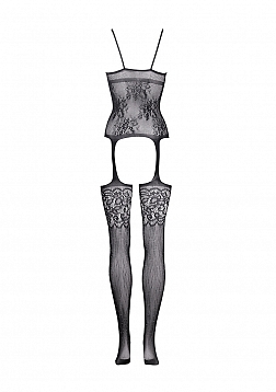 Suspender Rhinestone Bodystocking - One Size