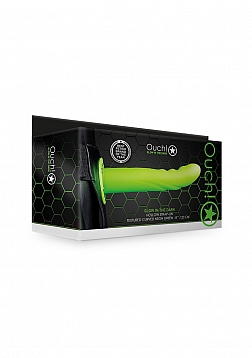 Glow in the Dark Textured Curved Hollow Strap-On - 8\