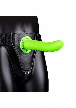 Glow in the Dark Textured Curved Hollow Strap-On - 8\