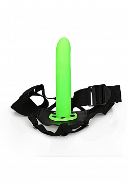 Glow in the Dark Textured Curved Hollow Strap-On - 8\