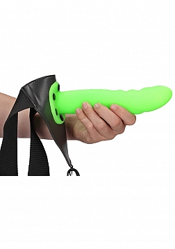 Glow in the Dark Textured Curved Hollow Strap-On - 8\