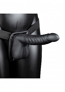 Ribbed Hollow Strap-On with Balls - 8\