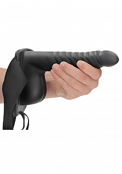 Ribbed Hollow Strap-On with Balls - 8\