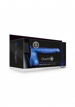 Ribbed Hollow Strap-On with Balls - 8\