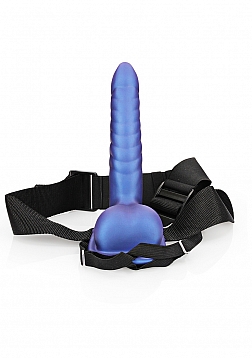 Ribbed Hollow Strap-On with Balls - 8\