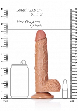 Straight Realistic Dildo with Balls and Suction Cup - 8\