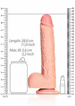Straight Realistic Dildo with Balls and Suction Cup - 10\