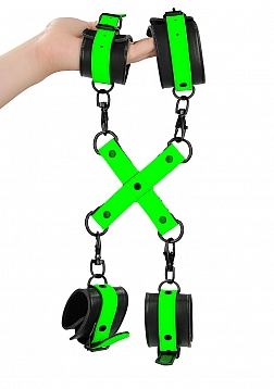 Hand and Ankle Cuffs with Hogtie - Glow in the Dark