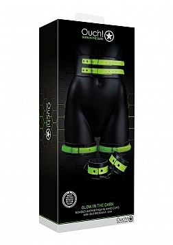 Thigh Cuffs with Belt and Handcuffs - Glow in the Dark - S/M