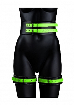 Thigh Cuffs with Belt and Handcuffs - Glow in the Dark - S/M