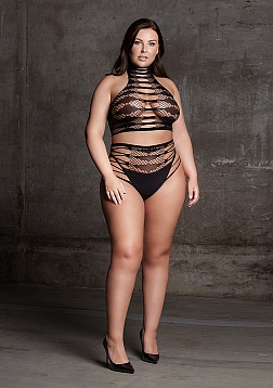 Carpo XLVI - Two Piece with Turtleneck, Crop Top and Pantie - Plus Size