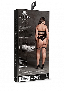 Ananke XII - Three Piece with Choker, Bandeau Top and Pantie with Garters - Plus Size