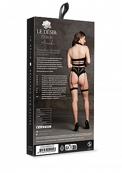 Ananke XII - Three Piece with Choker, Bandeau Top and Pantie with Garters - One Size