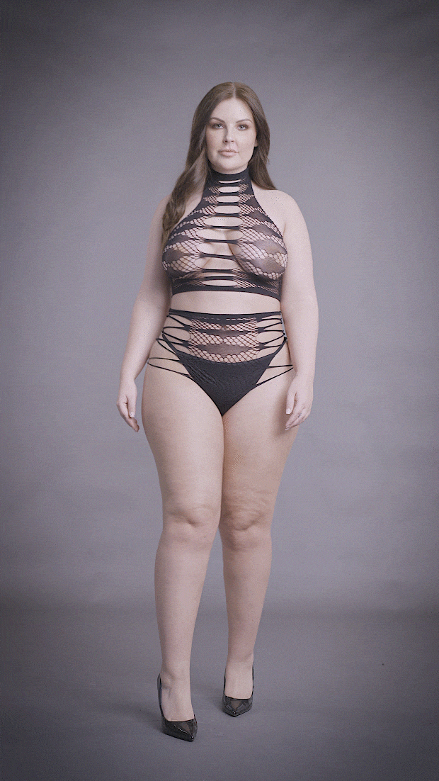 Carpo XLVI - Two Piece with Turtleneck, Crop Top and Pantie - Plus Size