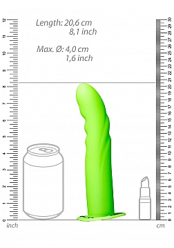 Glow in the Dark Textured Curved Hollow Strap-On - 8\