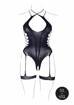 Metis XVI - Body with Garters and Crossed Neckline - Plus Size