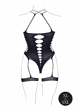 Metis XVI - Body with Garters and Crossed Neckline - Plus Size