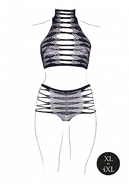 Carpo XLVI - Two Piece with Turtleneck, Crop Top and Pantie - Plus Size
