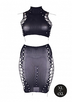 Kala XXXVII - Two Piece with Turtleneck, Crop Top and Skirt - Plus Size