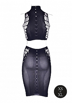 Kala XXXVII - Two Piece with Turtleneck, Crop Top and Skirt - One Size