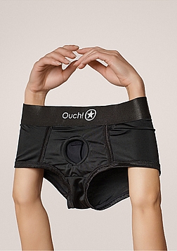 Ouch! Vibrating Strap-on Brief - Black - XS/S