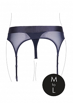 Ouch! Vibrating Strap-on Thong with Adjustable Garters - Black - M/L