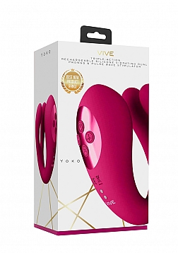 Yoko - Triple Action Vibrator Dual Prongs with Clitoral Pulse Wave - Tester