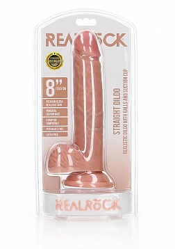 Straight Realistic Dildo with Balls and Suction Cup - 8\
