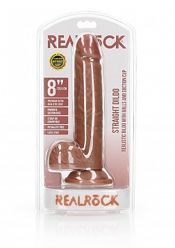 Straight Realistic Dildo with Balls and Suction Cup - 8\