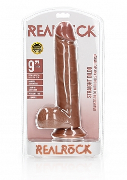Straight Realistic Dildo with Balls and Suction Cup - 9\
