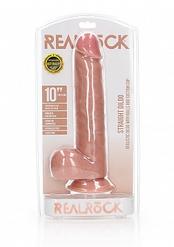 Straight Realistic Dildo with Balls and Suction Cup - 10\