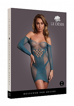 Long-Sleeved Net Mini Dress - One Size