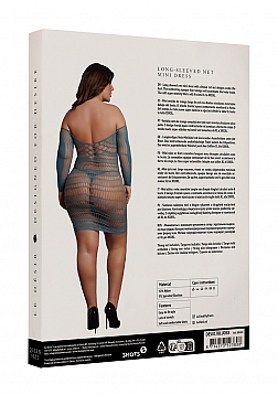 Long-Sleeved Net Mini Dress - Queen Size