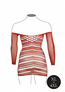 Long-Sleeved Net Mini Dress - Queen Size