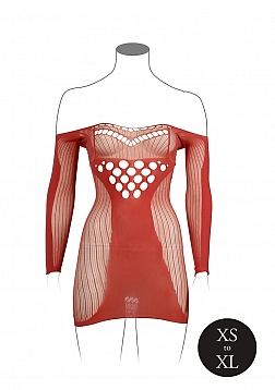 Long-Sleeved Net Mini Dress - One Size
