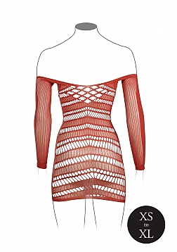 Long-Sleeved Net Mini Dress - One Size