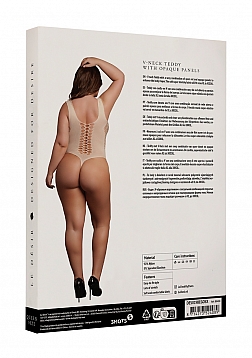 V-Neck Teddy with Opaque Panels - Queen Size