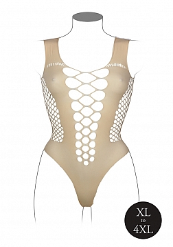 V-Neck Teddy with Opaque Panels - Queen Size