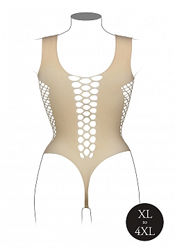 V-Neck Teddy with Opaque Panels - Queen Size