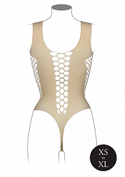 V-Neck Teddy with Opaque Panels - One Size