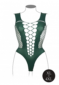 V-Neck Teddy with Opaque Panels - Queen Size