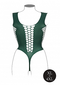 V-Neck Teddy with Opaque Panels - Queen Size