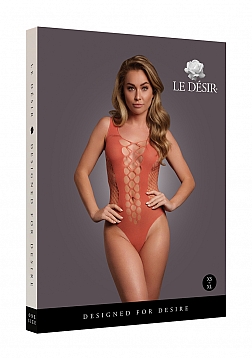 V-Neck Teddy with Opaque Panels - One Size