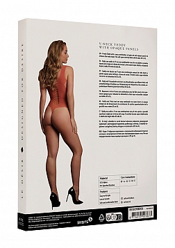 V-Neck Teddy with Opaque Panels - One Size