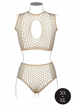Duo Net Key-Hole Bra Set - One Size
