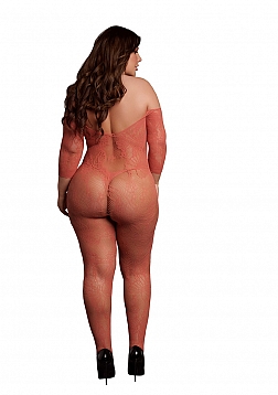Lace Long-Sleeved Bodystocking - Queen Size