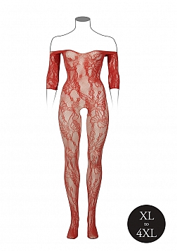 Lace Long-Sleeved Bodystocking - Queen Size